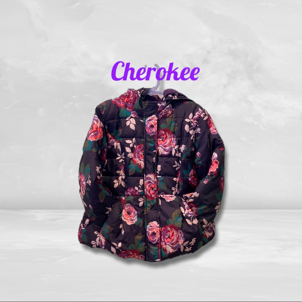 Girls Floral Purple Cherokee Hooded Jacket